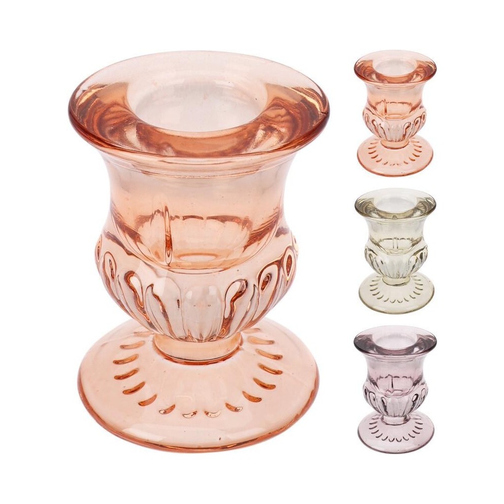 PORTACANDELA 5X6CM VETRO 3ASS